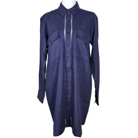 Outerknown Dresses & Skirts - Outerknown Shirt Dress Womens Small Linen Long Sleeve Pockets Organic Cotton